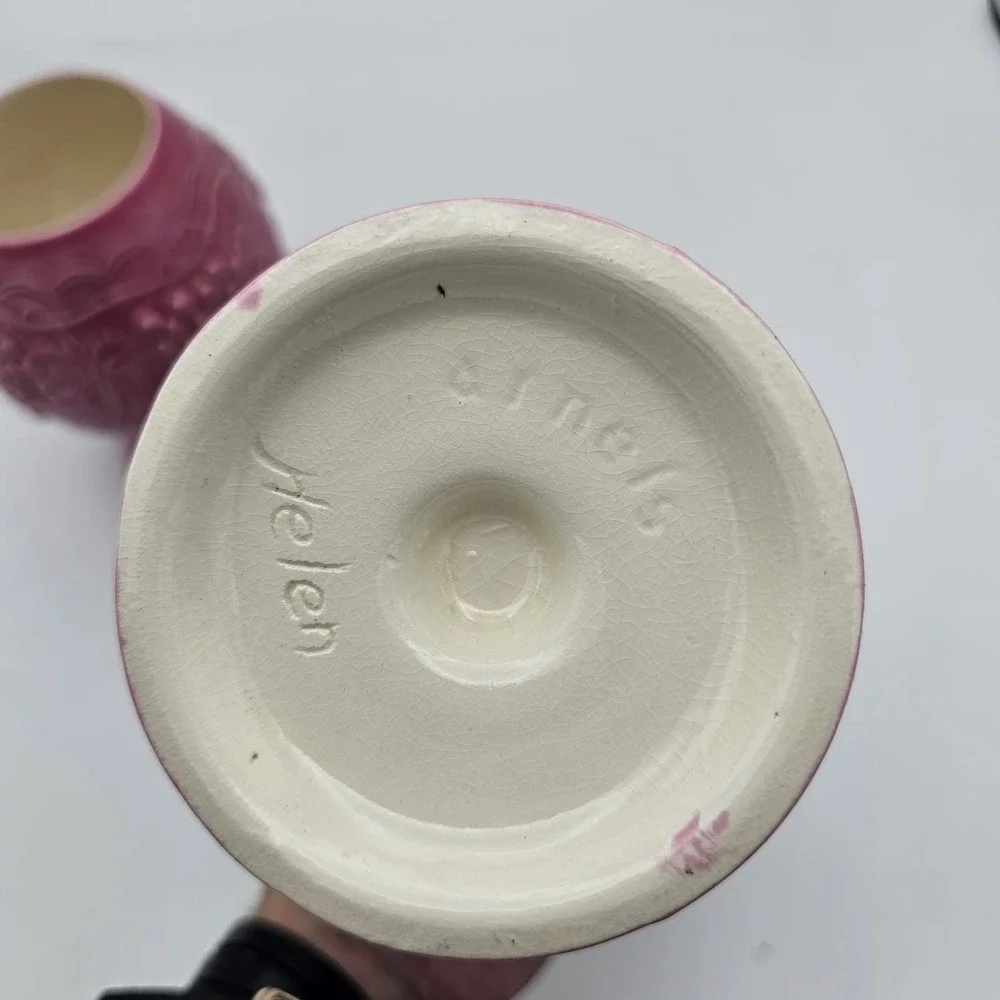 Vintage Arnels Matching Pink Grape Goblets Planters set ceramic cottagecore